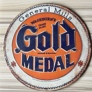 Gold Medal Vintage Inspired Round Tin sign